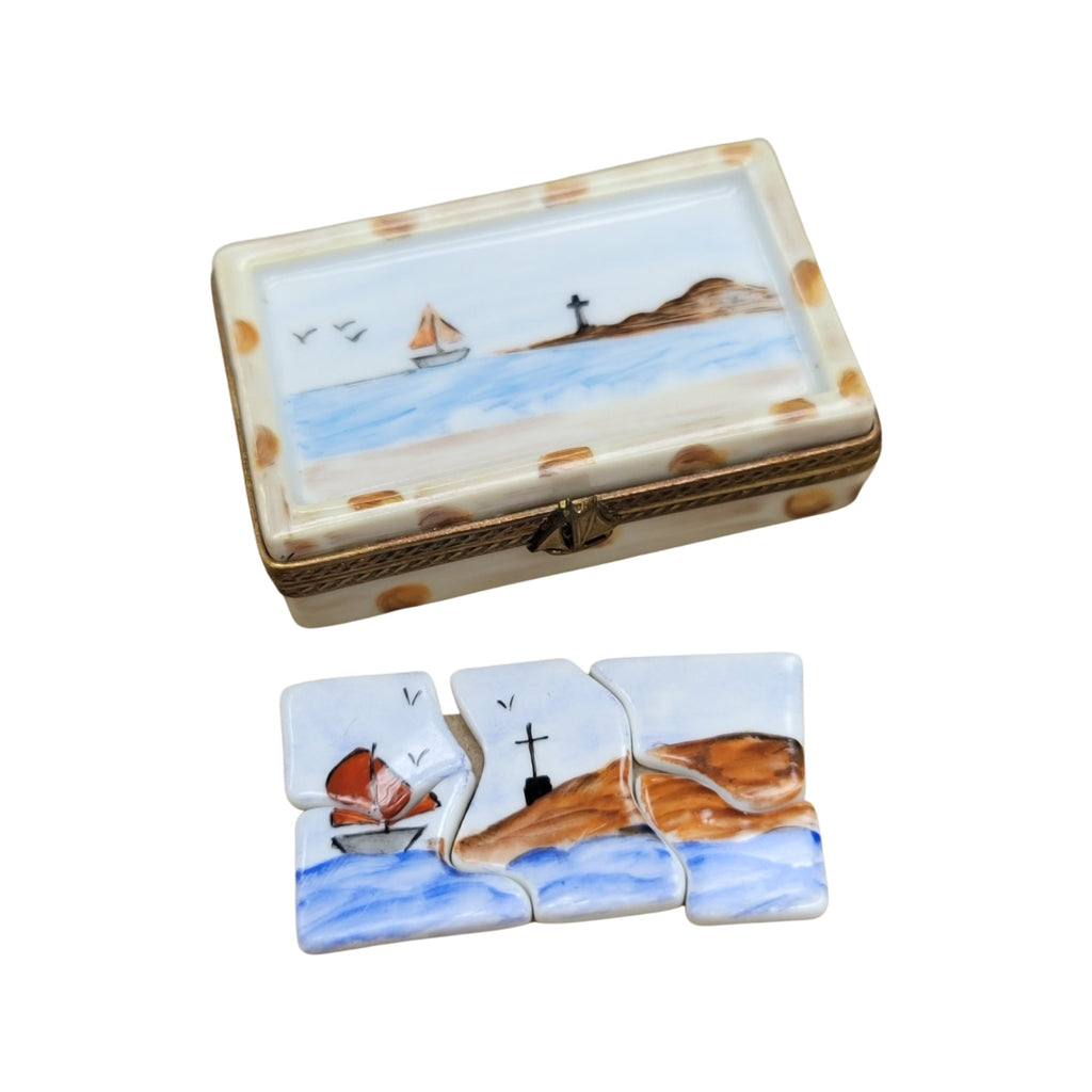 Limoges Boutique presents the Ocean Scene Puzzle, a genuine Limoges box painted by hand in France