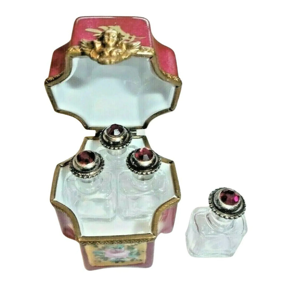 Hand-painted Four Perfume Octagonal Footed Limoges box, French artistry for lovers of fine art
