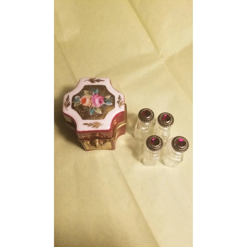 The Four Perfume Octagonal Footed, a Limoges keepsake with true French charm