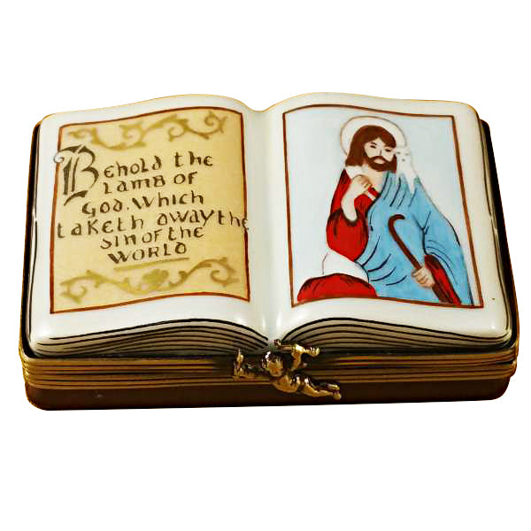 Open Bible Limoges Box for Faith Collectors, a hand-painted Limoges porcelain gift