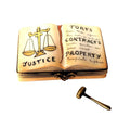 Genuine Rochard Open Law Book with Removable Brass Gavel Limoges box painted by hand in France, from Limoges Boutique