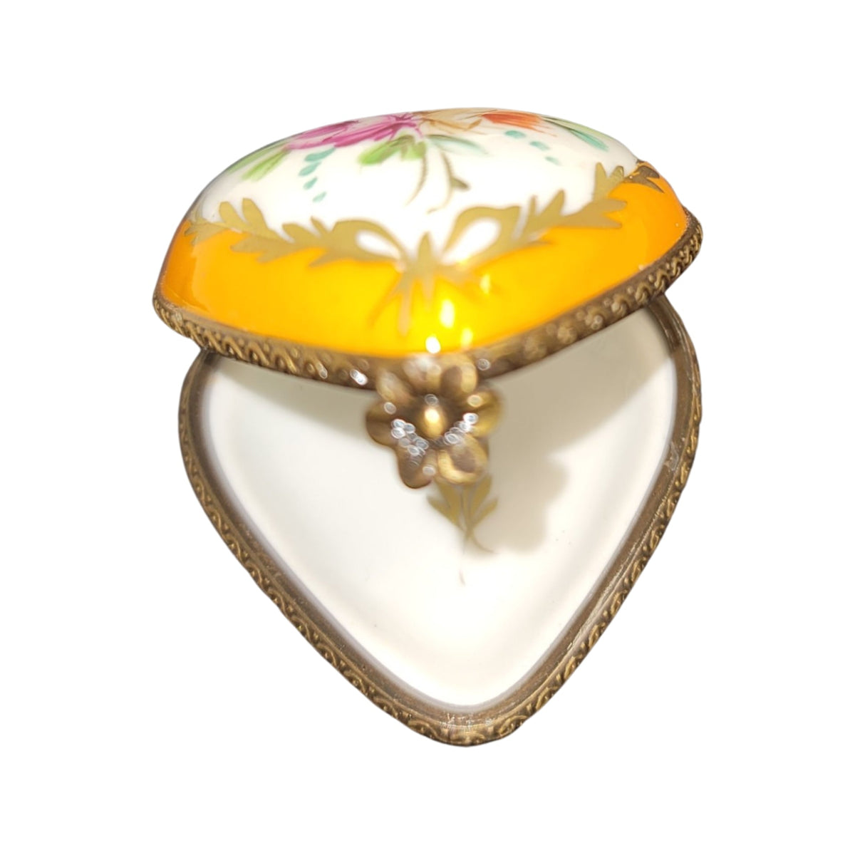 Orange Heart Flowers Limoges Porcelain Art Object, view 2