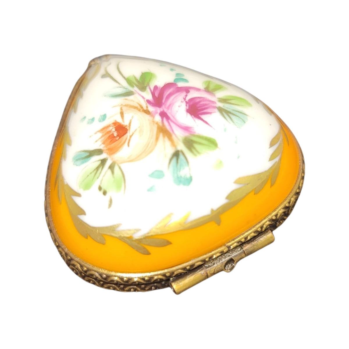 Orange Heart Flowers Limoges Porcelain Art Object, view 4