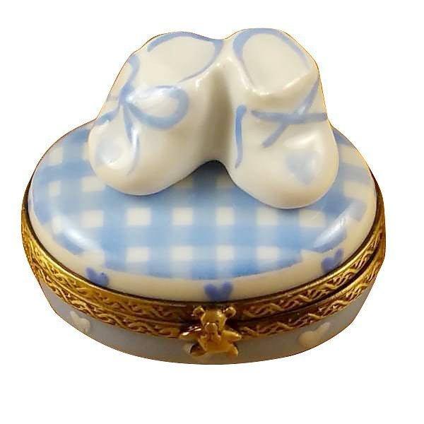 Oval It's a Boy with Shoes by Rochard, an authentic French Limoges box from Limoges Boutique
