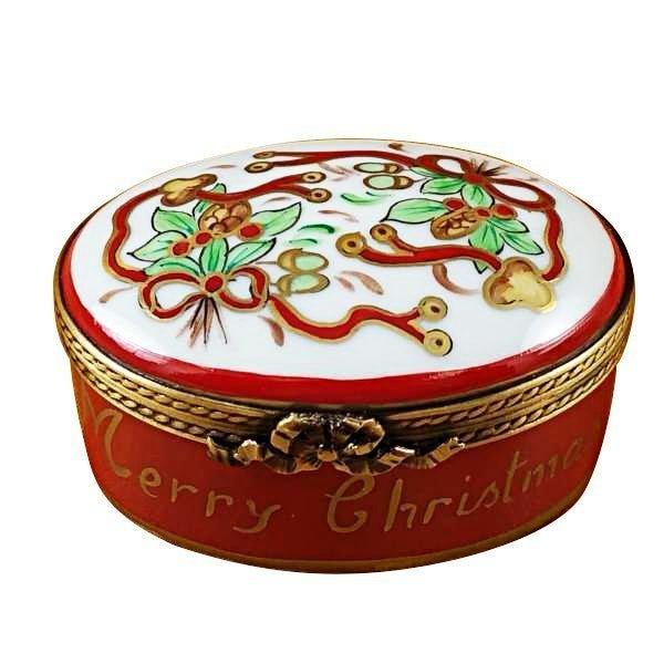 Oval Merry Christmas by Rochard, an authentic French Limoges box for Christmas from Limoges Boutique