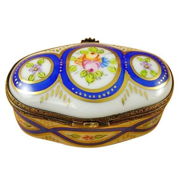 Blue Floral Limoges Porcelain Art Object, view 2