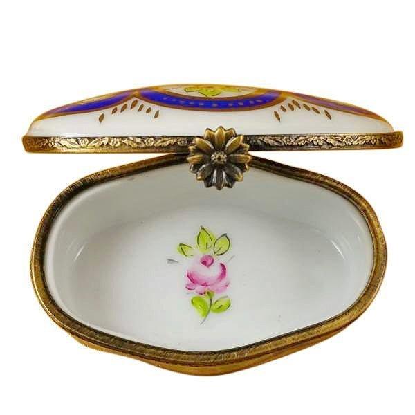 Blue Floral Limoges Porcelain Art Object, view 3