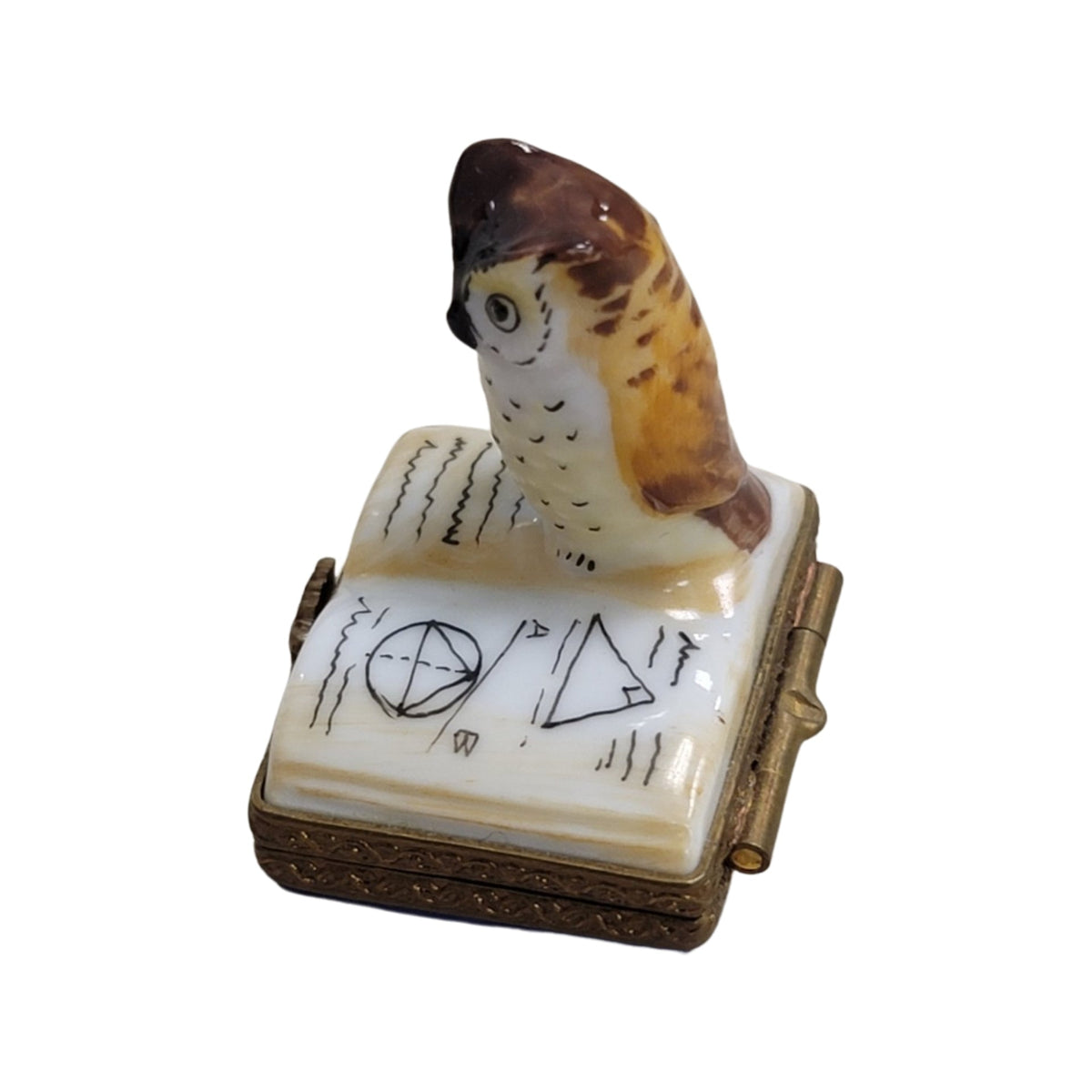 Fine art lovers will admire this Owl on Book Limoges box