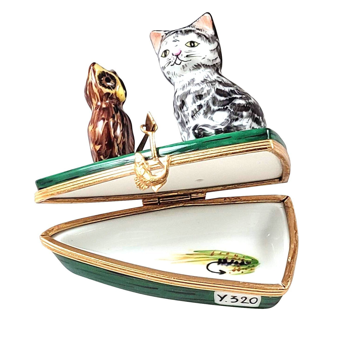 Collectible Owl and Pussy Cat Limoges box with artisan brushwork