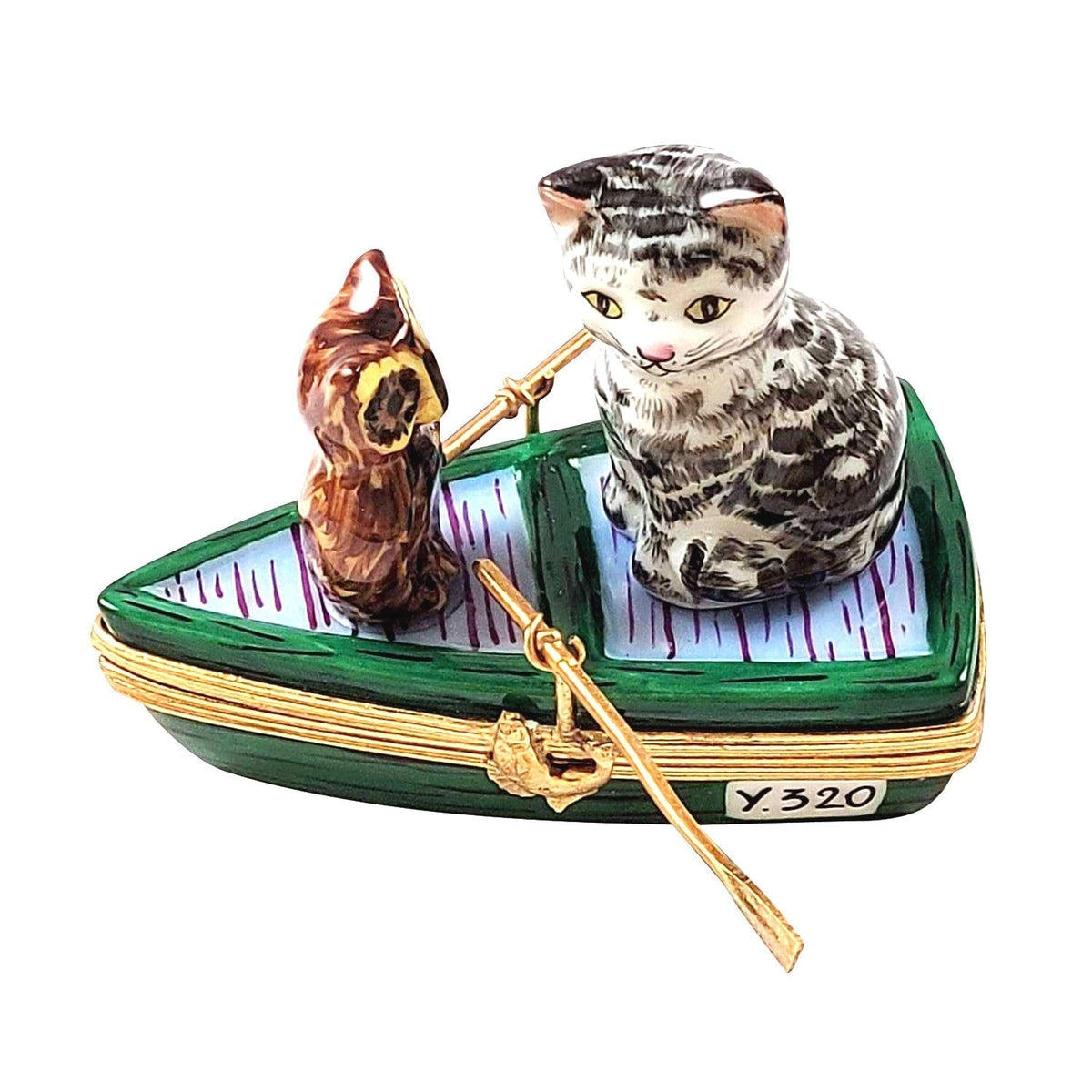 Authentic Rochard Owl and Pussy Cat Limoges box, hand-painted in France, from Limoges Boutique