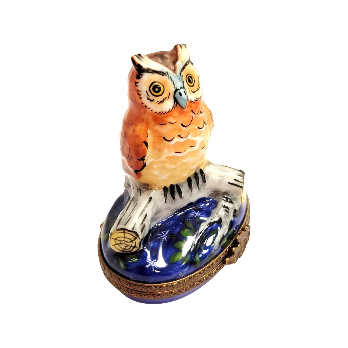 Owl on Log Limoges Box for Collectors, view 3