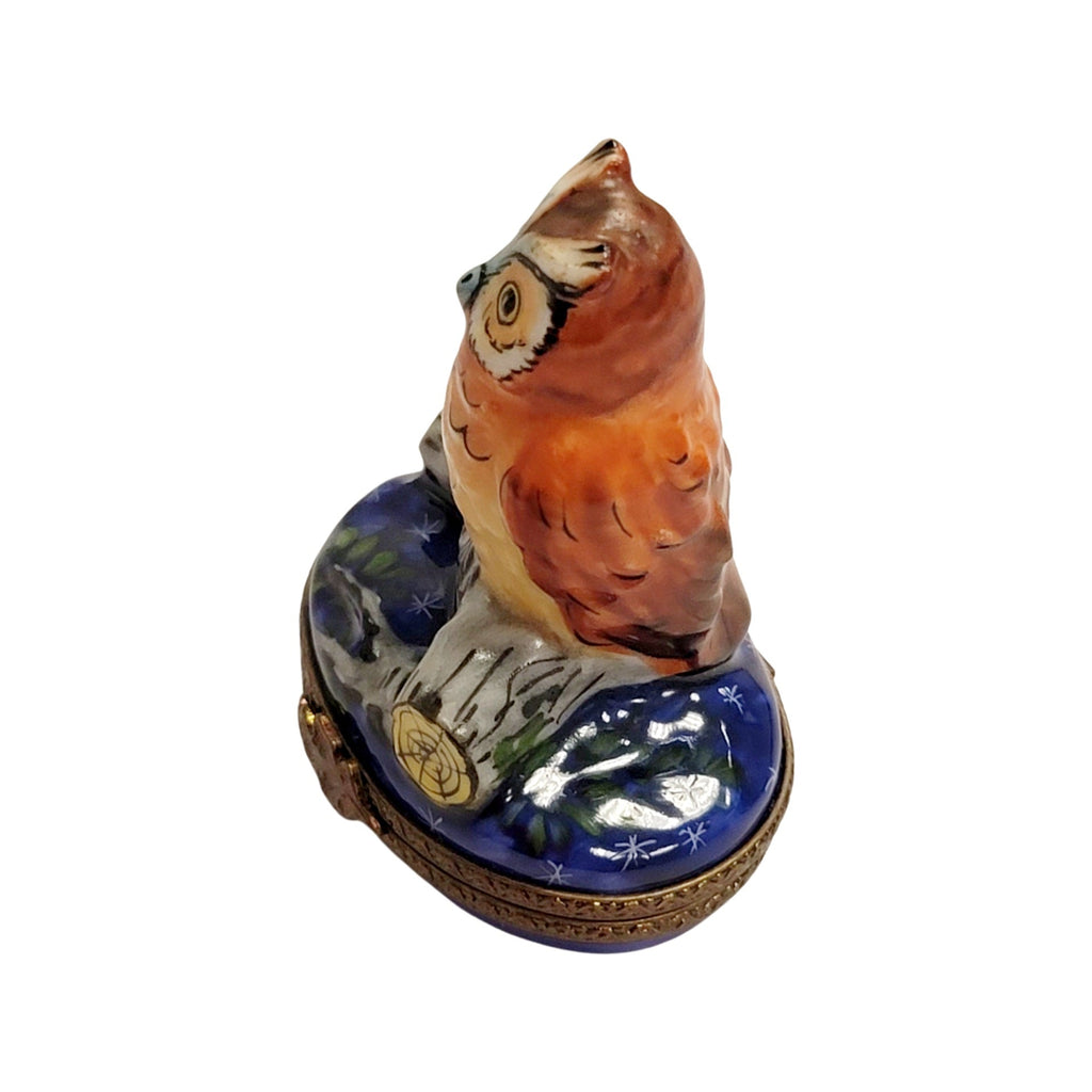 Owl on Log Limoges Box for Collectors, view 4