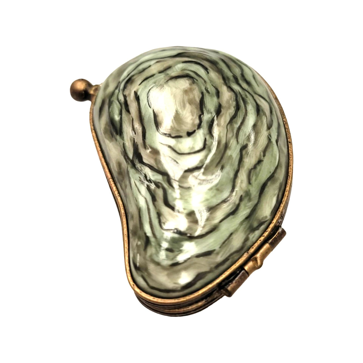 Every brushstroke by hand on the Oyster With Pearl Limoges box from France