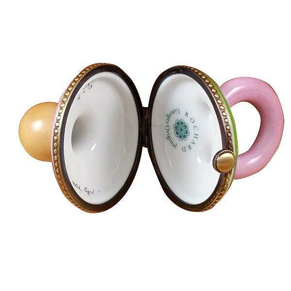 Pink Pacifier with Rabbits Limoges box, an heirloom-quality piece for collectors