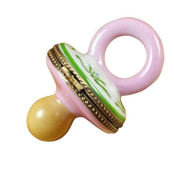 Pink Pacifier with Rabbits Limoges Box, view 3
