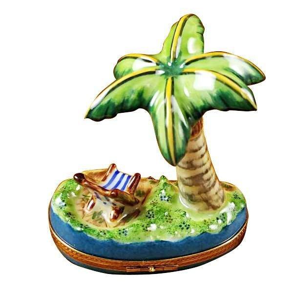 Fine art lovers will admire this Palm Tree with Chair Limoges box