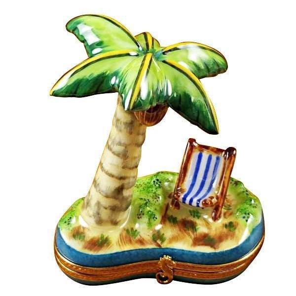 Palm Tree with Chair by Rochard, an authentic French Limoges box from Limoges Boutique