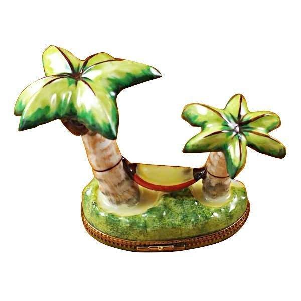 Hand-painted Palm Tree with Hammock Limoges box, French artistry for lovers of fine art
