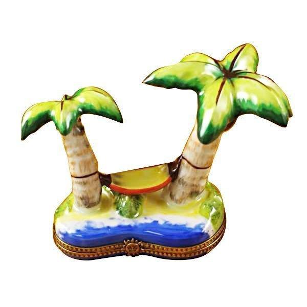 Genuine Rochard Palm Tree with Hammock Limoges box painted by hand in France, from Limoges Boutique
