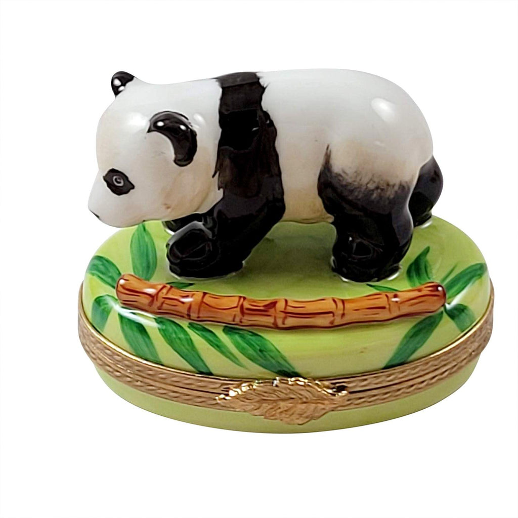 Panda Bear w Bamboo Limoges Box, a hand-painted Limoges porcelain gift