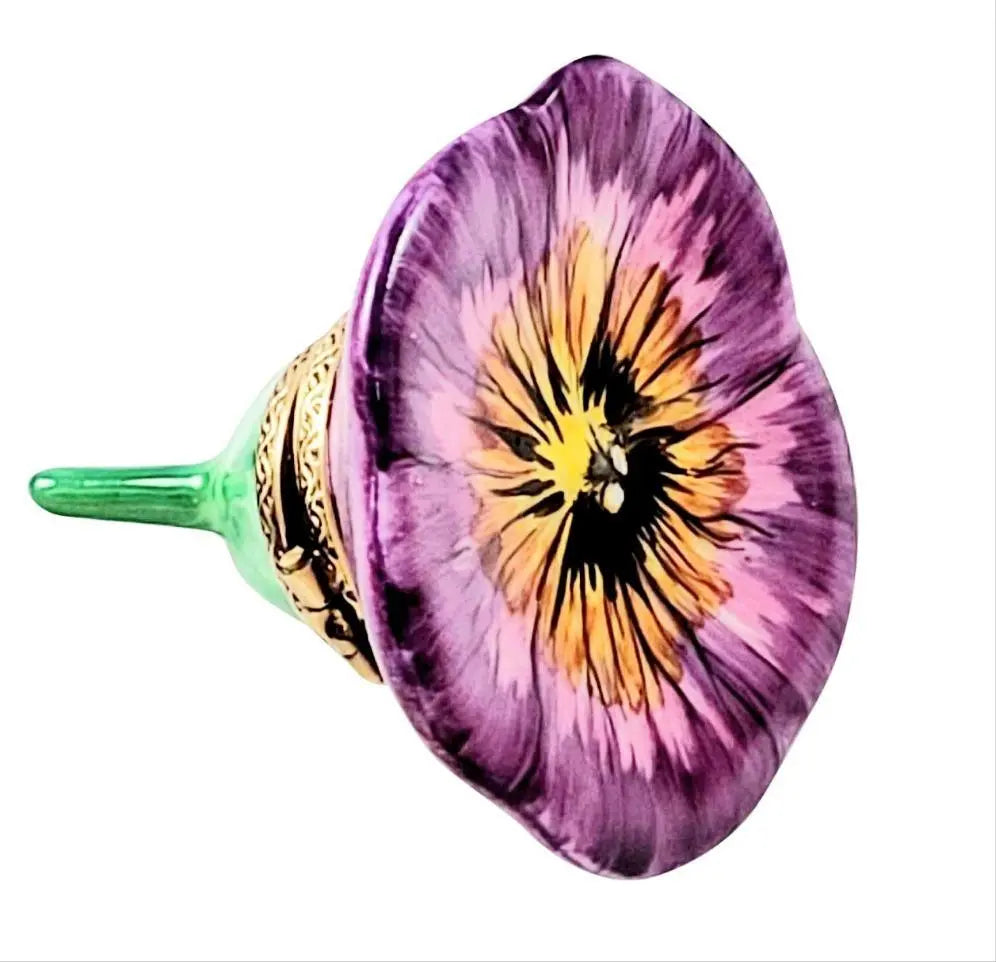Hand-painted Pansy Purple Limoges box, French artistry for lovers of fine art