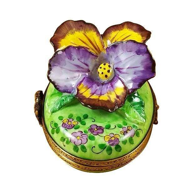 Pansy Purple Yellow Limoges Box for Collectors Gift, view 4