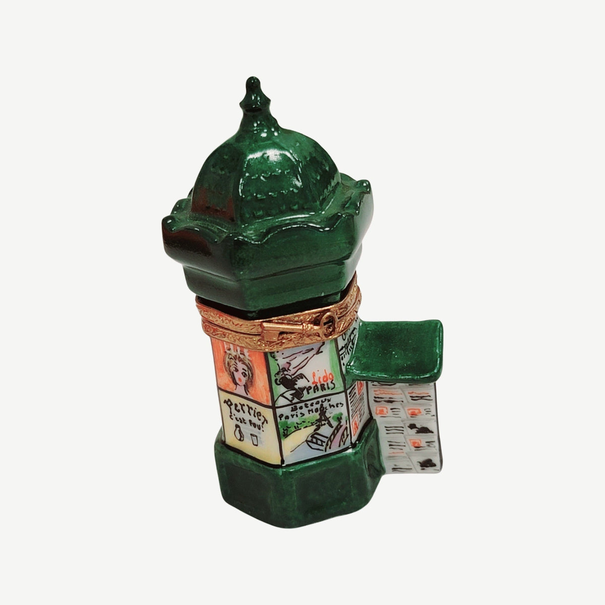 Paris Kiosk 6 Sides Limoges Box for Collectors Gift, a hand-painted Limoges porcelain gift