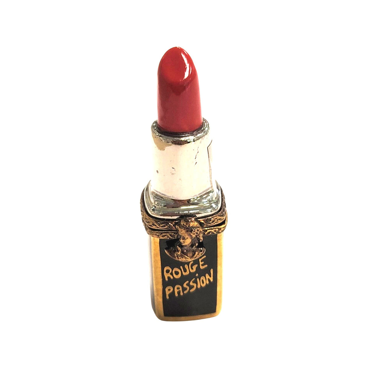 Passion Red Lipstick Limoges Box Figurine, a hand-painted Limoges porcelain gift
