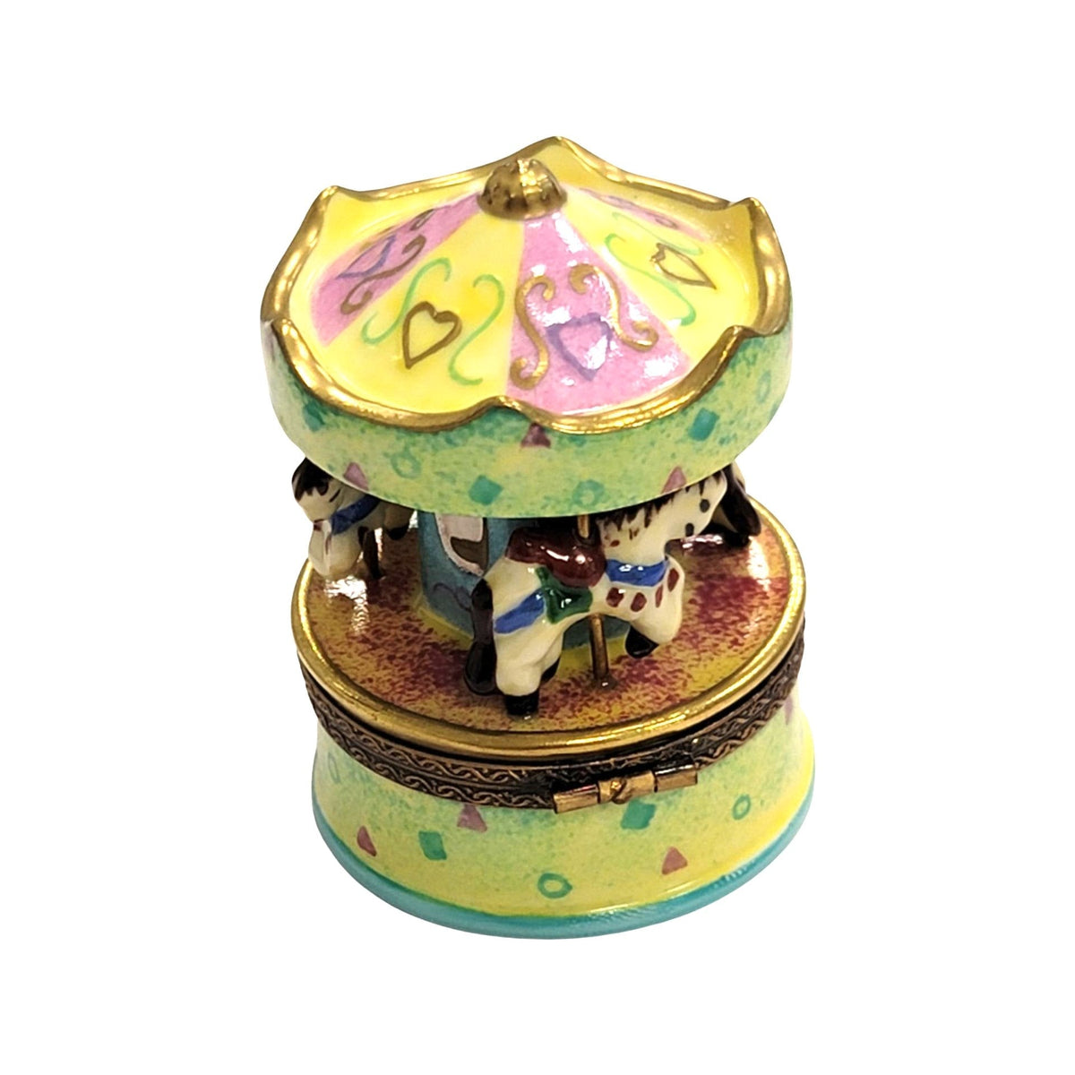 Pastel Green MerryGoRound Carousel Limoges Box Figurine, view 4