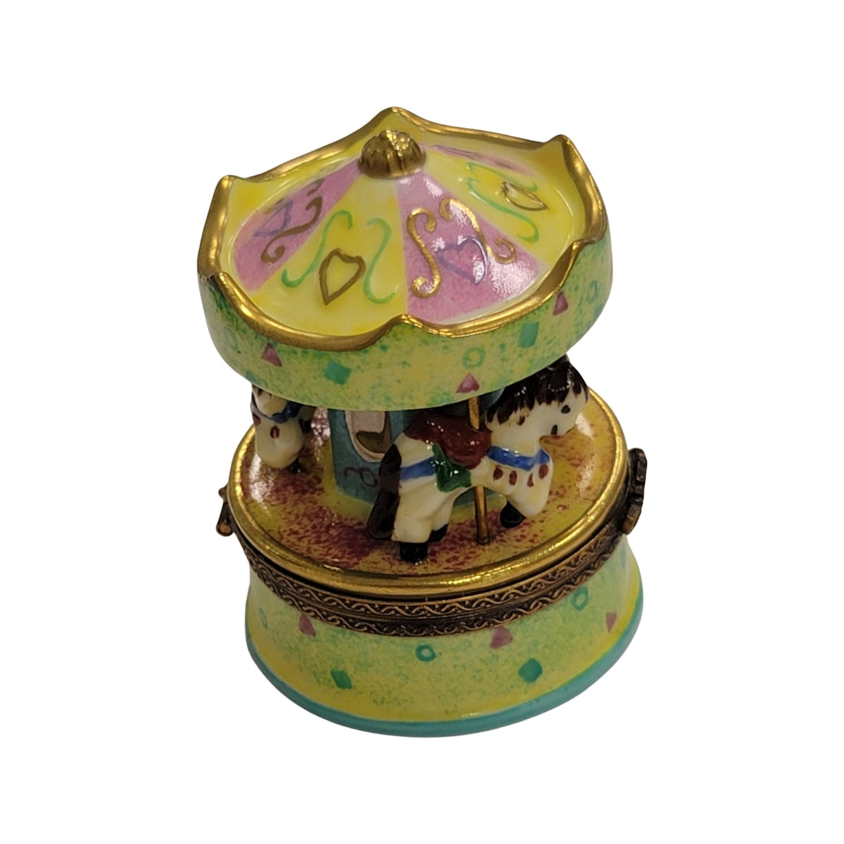 Pastel Green MerryGoRound Carousel Limoges Box Figurine, view 5