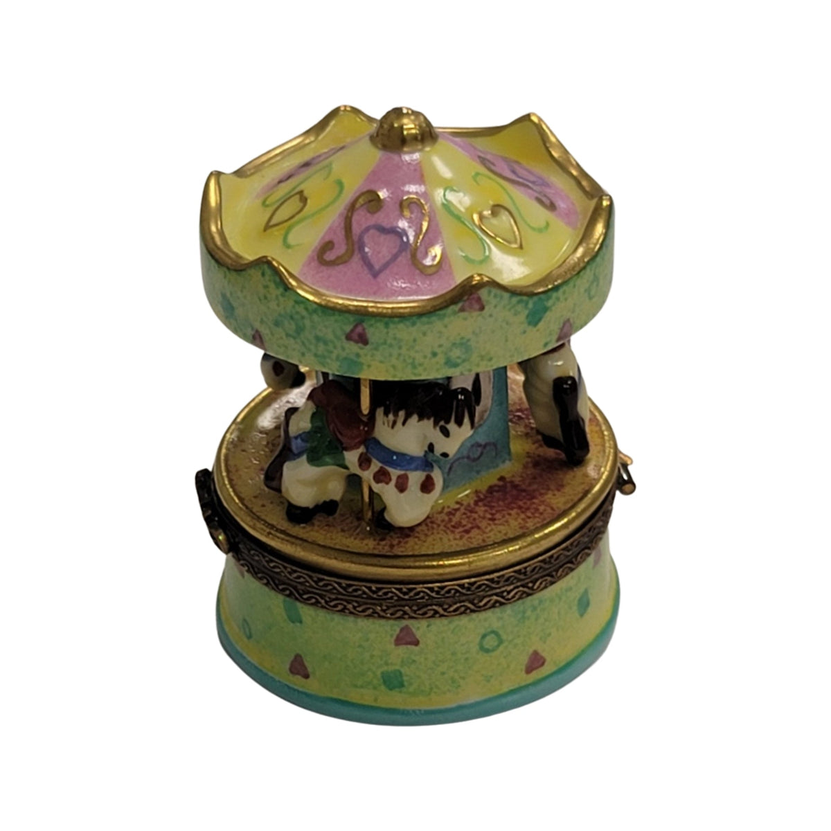 Pastel Green MerryGoRound Carousel Limoges Box Figurine, view 6