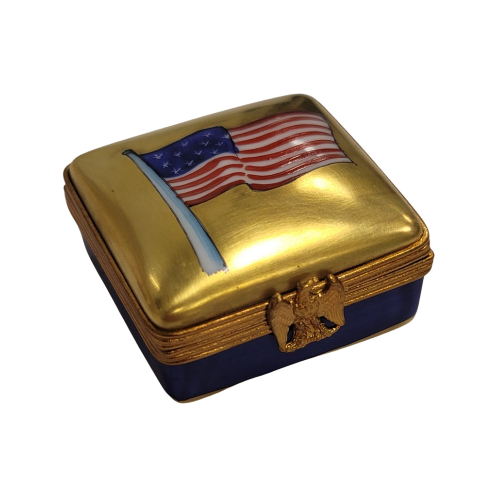 Square Patriotic American Flag United States Limoges Box, view 10