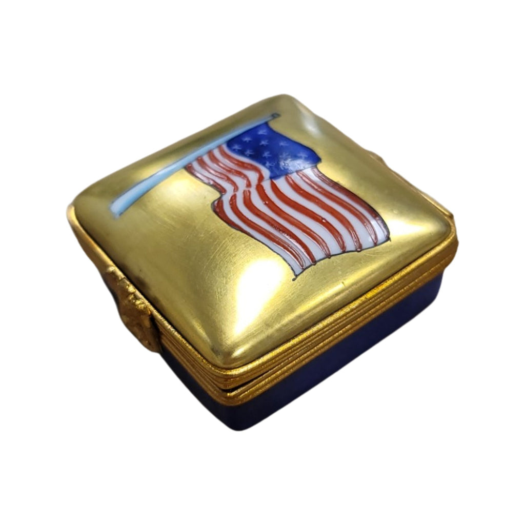 Square Patriotic American Flag United States Limoges Box, view 12
