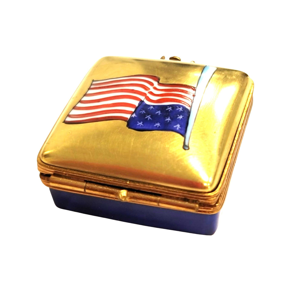 Square Patriotic American Flag United States Limoges Box, view 5