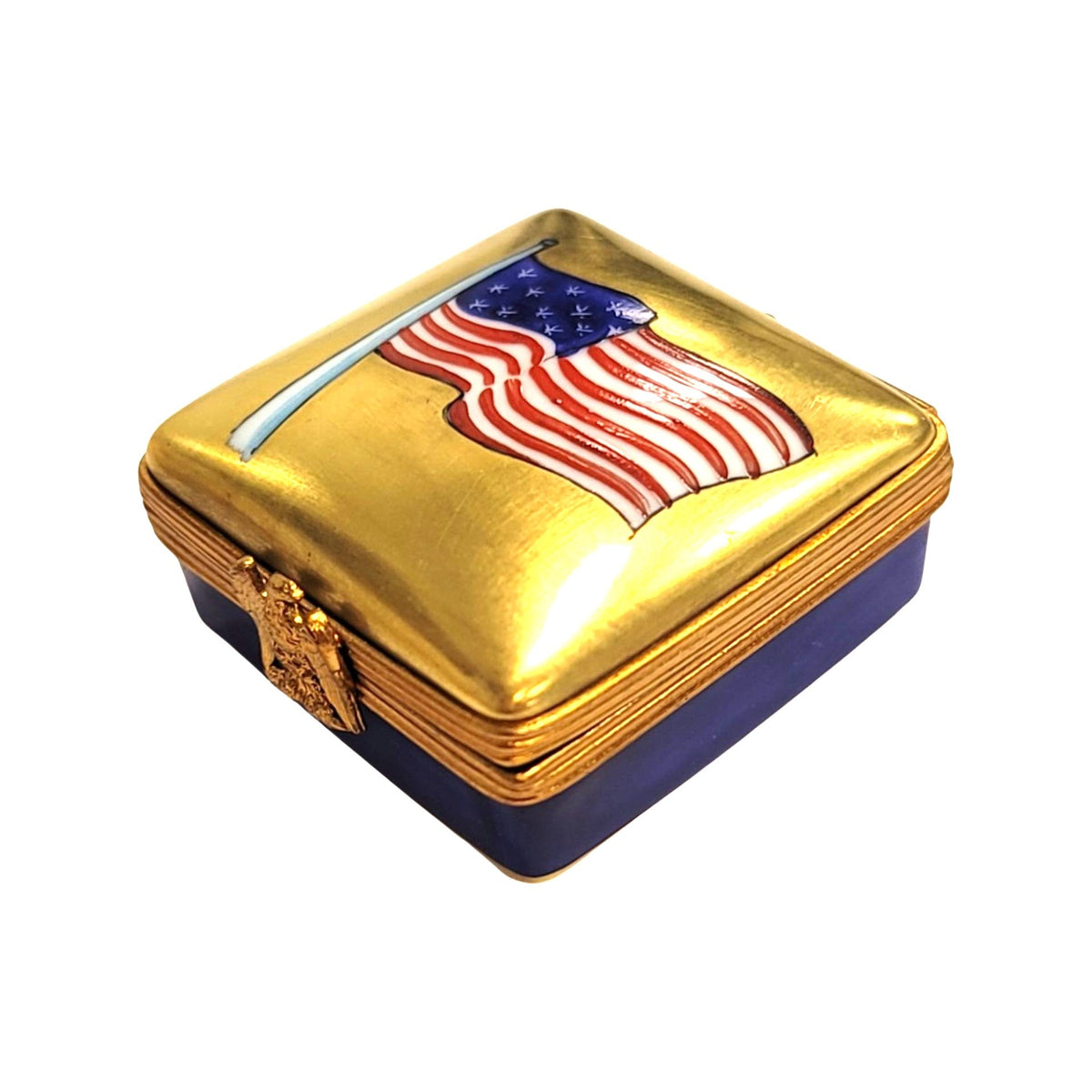 Square Patriotic American Flag United States Limoges Box, view 7