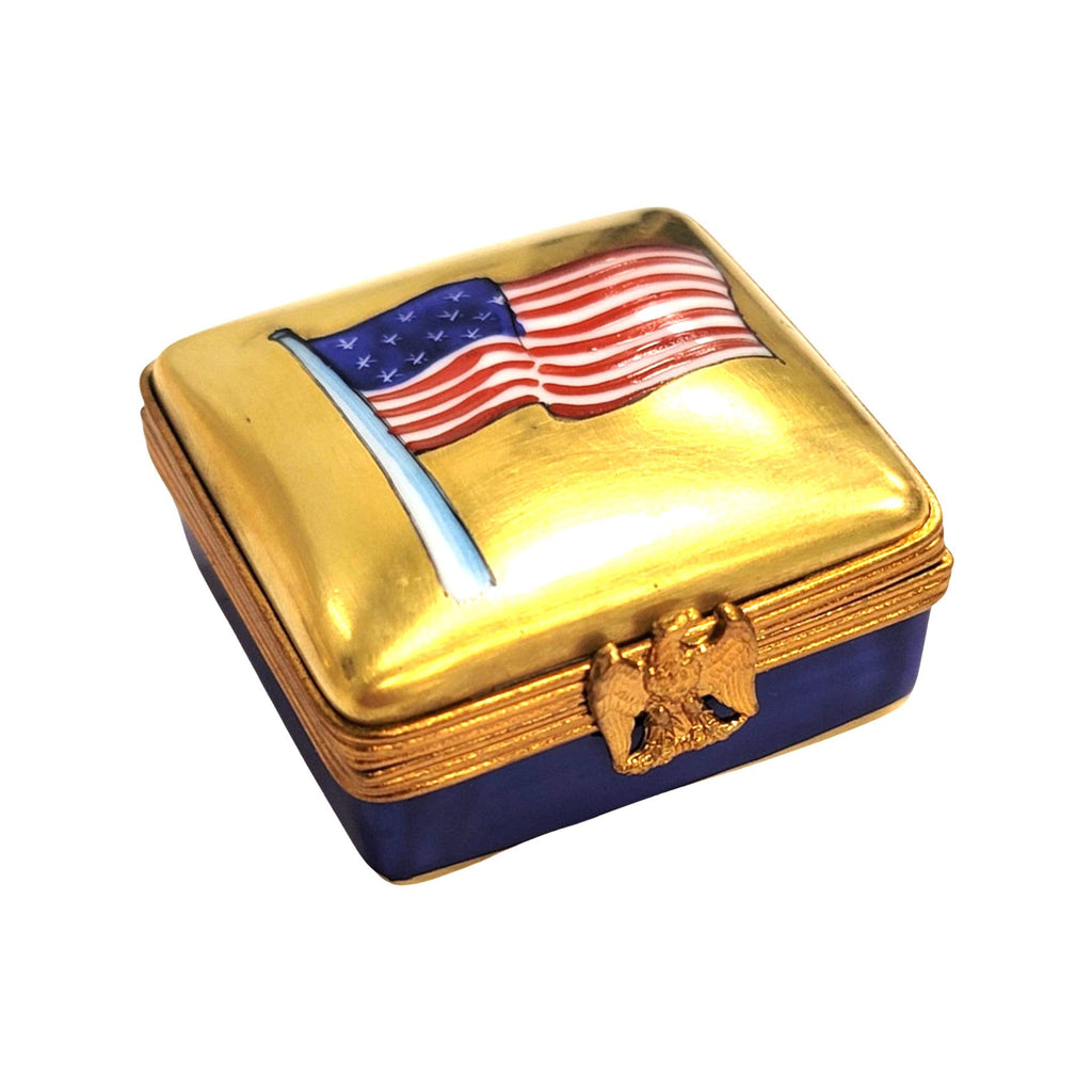 Square Patriotic American Flag United States Limoges Box, view 9