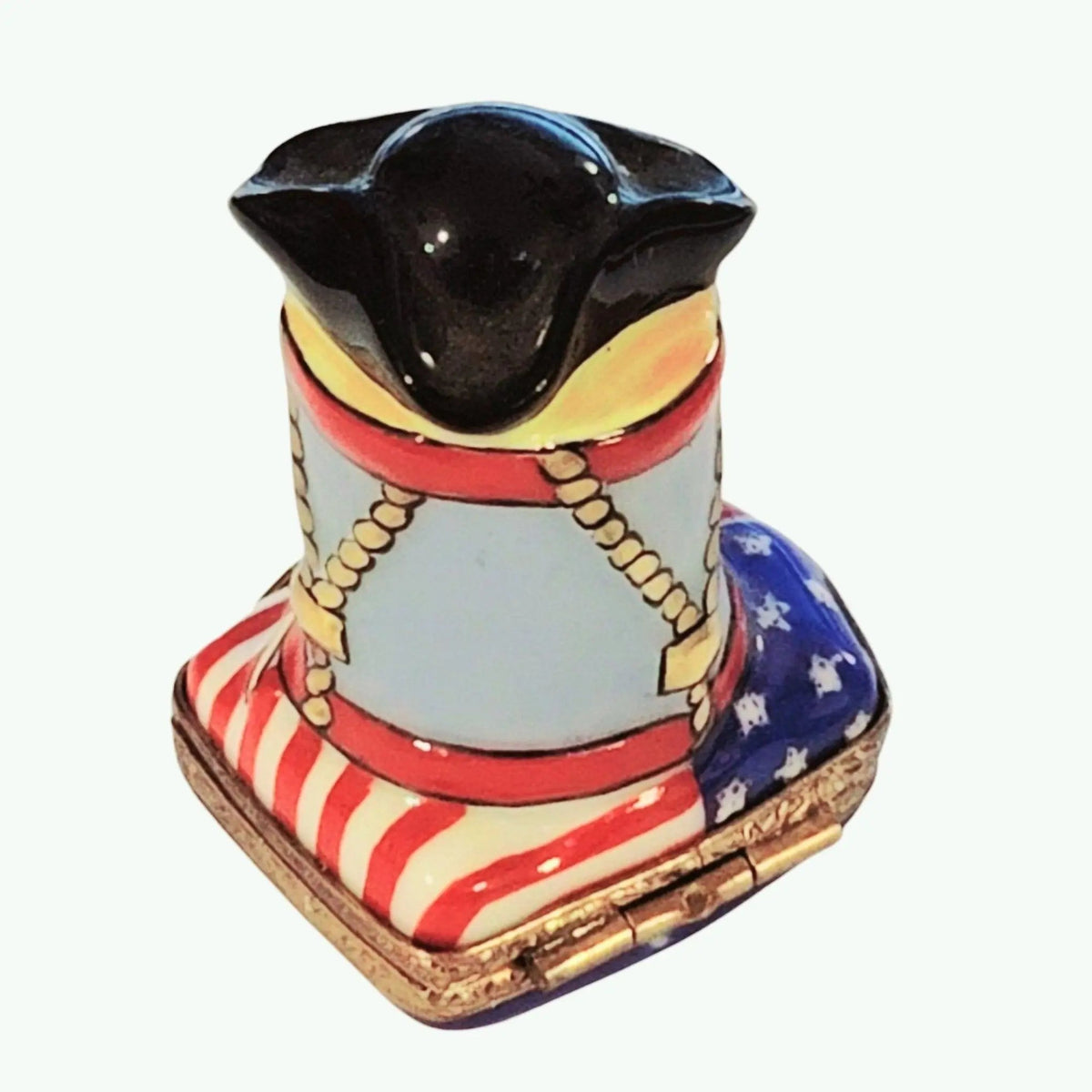 Hand-painted 1776 Patriotic America United States Limoges box, French artistry for lovers of fine art