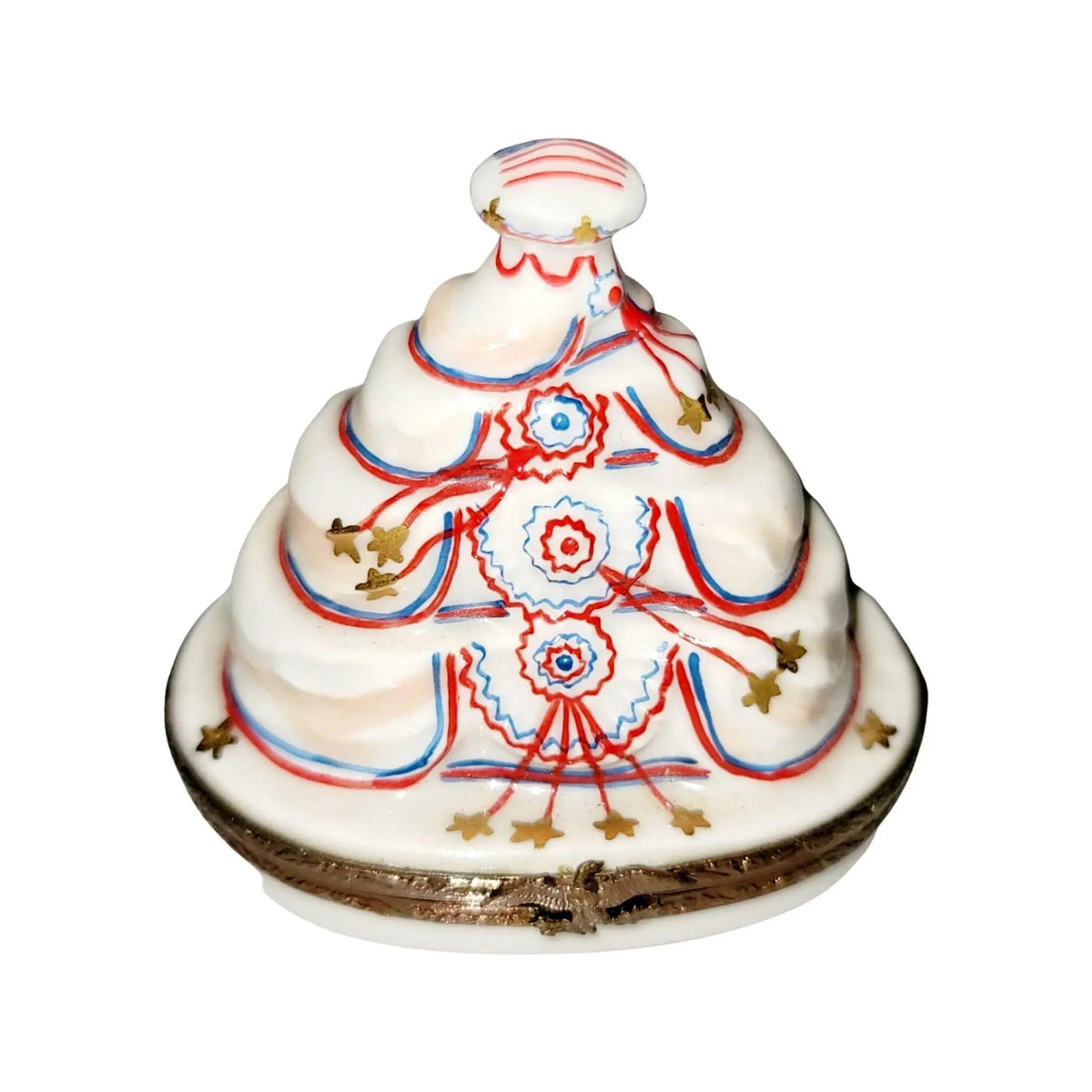 Authentic Patriotic Cake America United States Limoges box, hand-painted in France, from Limoges Boutique