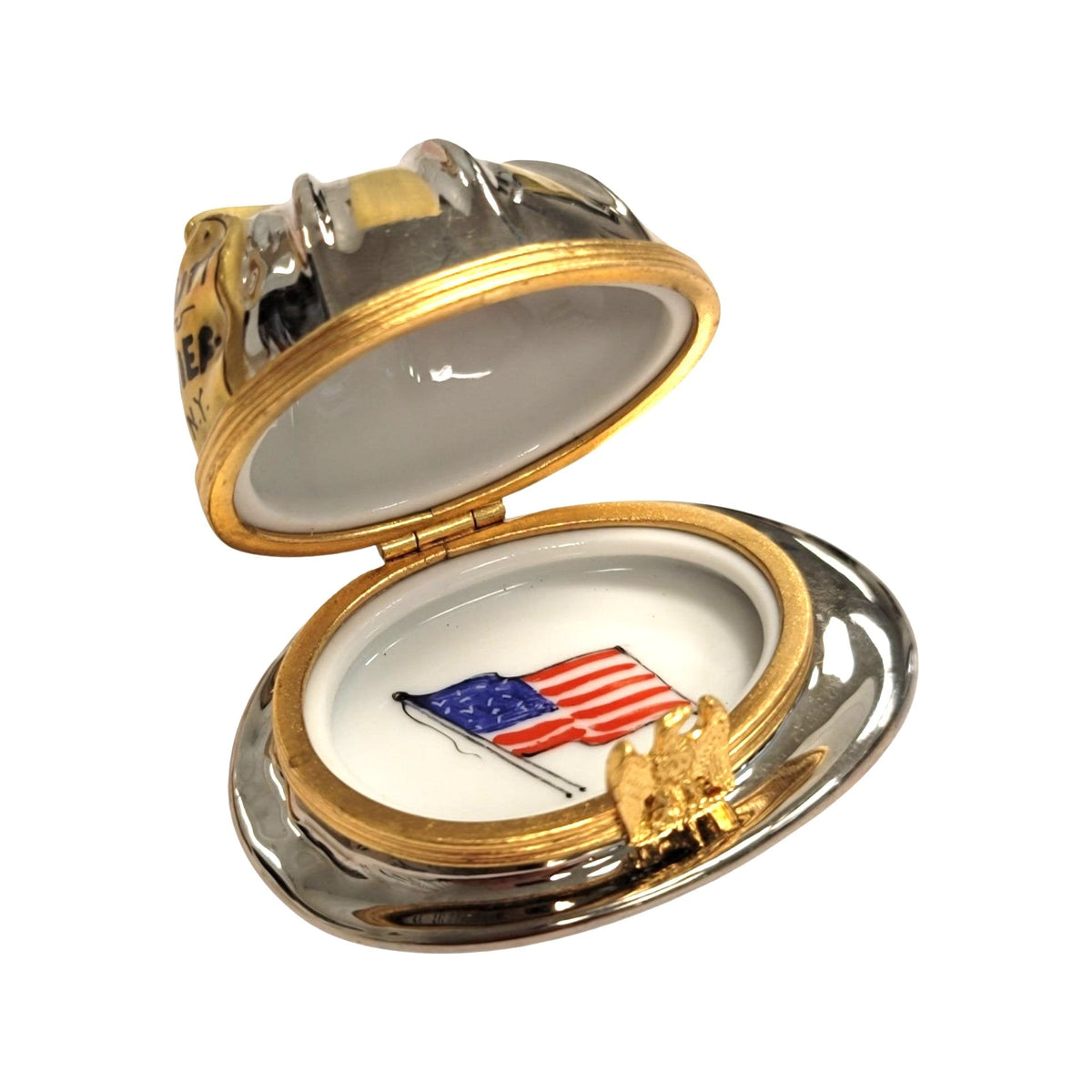 New York Fireman Hat Patriotic American Limoges Box, view 2