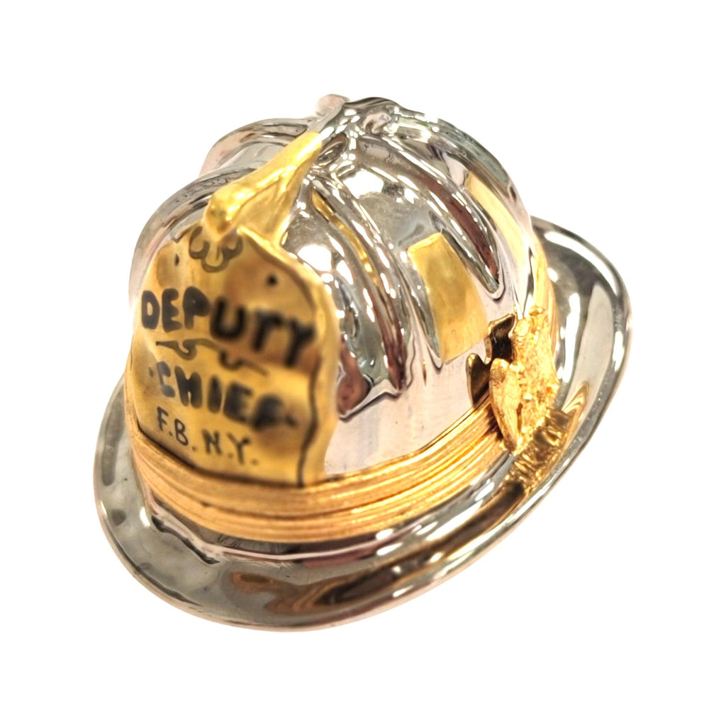 New York Fireman Hat Patriotic American Limoges Box, a hand-painted Limoges porcelain gift