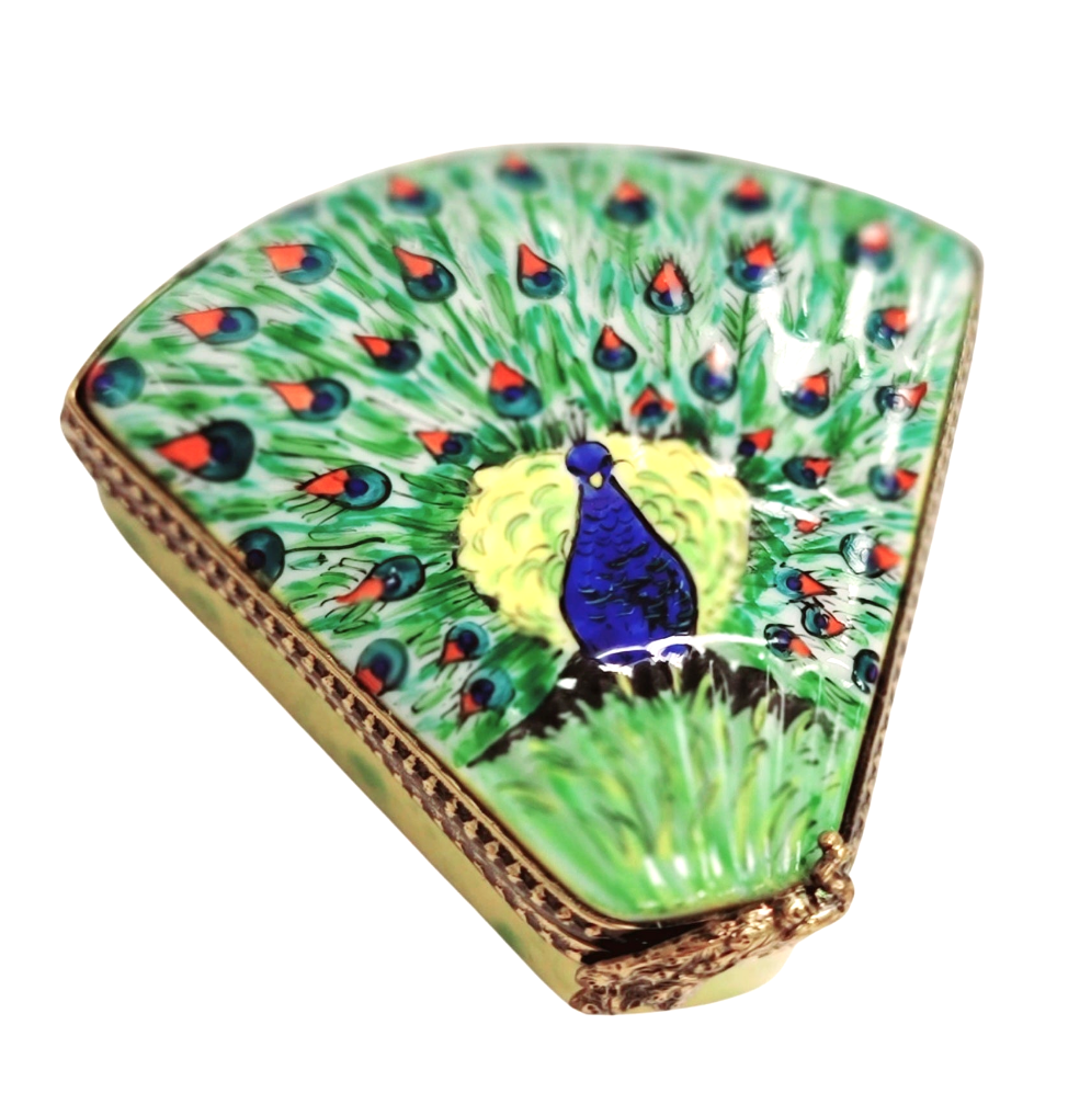 Peacock Feather Fan Limoges Box for Collectors France, view 5