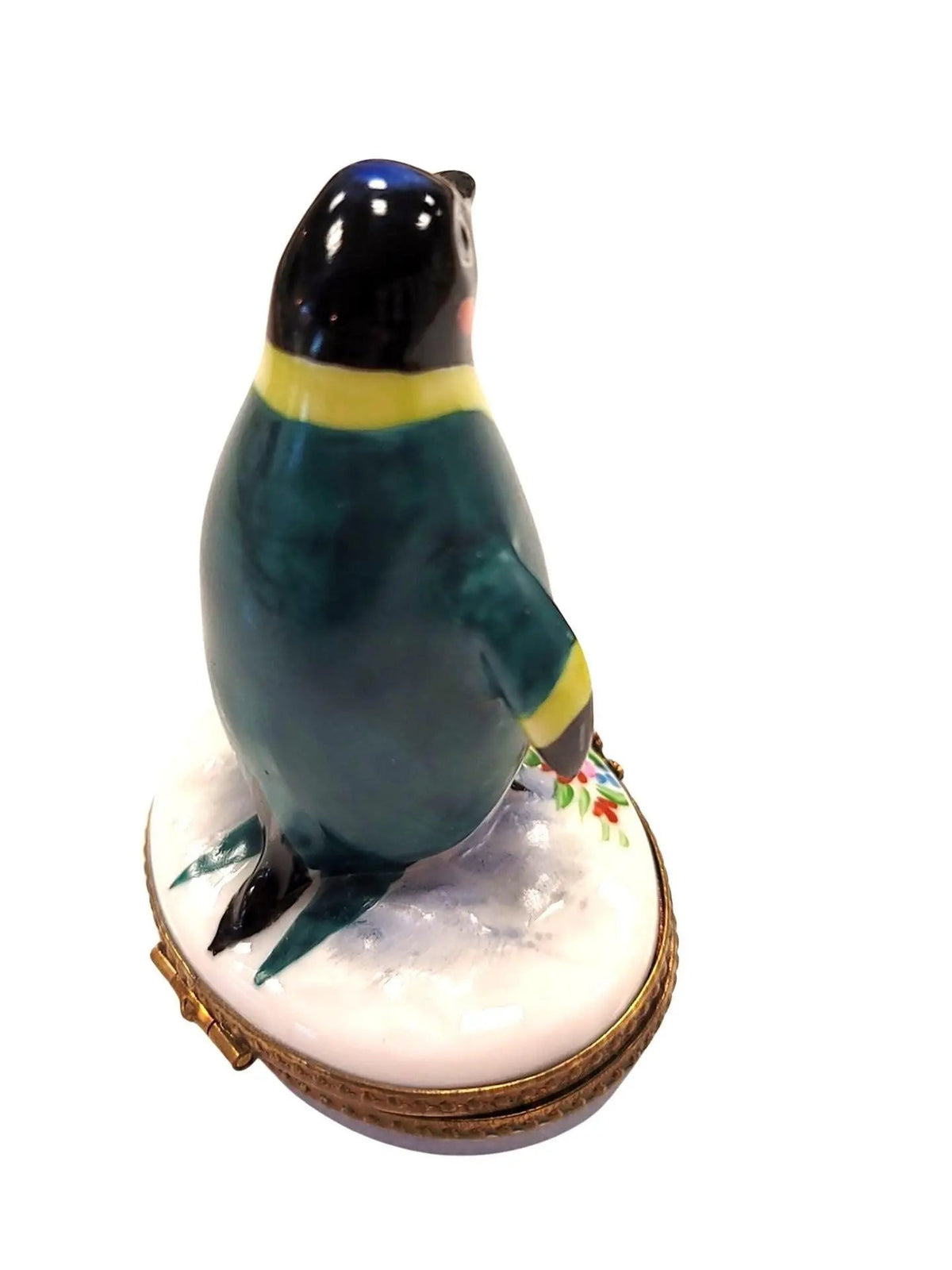 Penguin w Flowers Tuxedo Limoges Box Figurine for Collectors, view 5