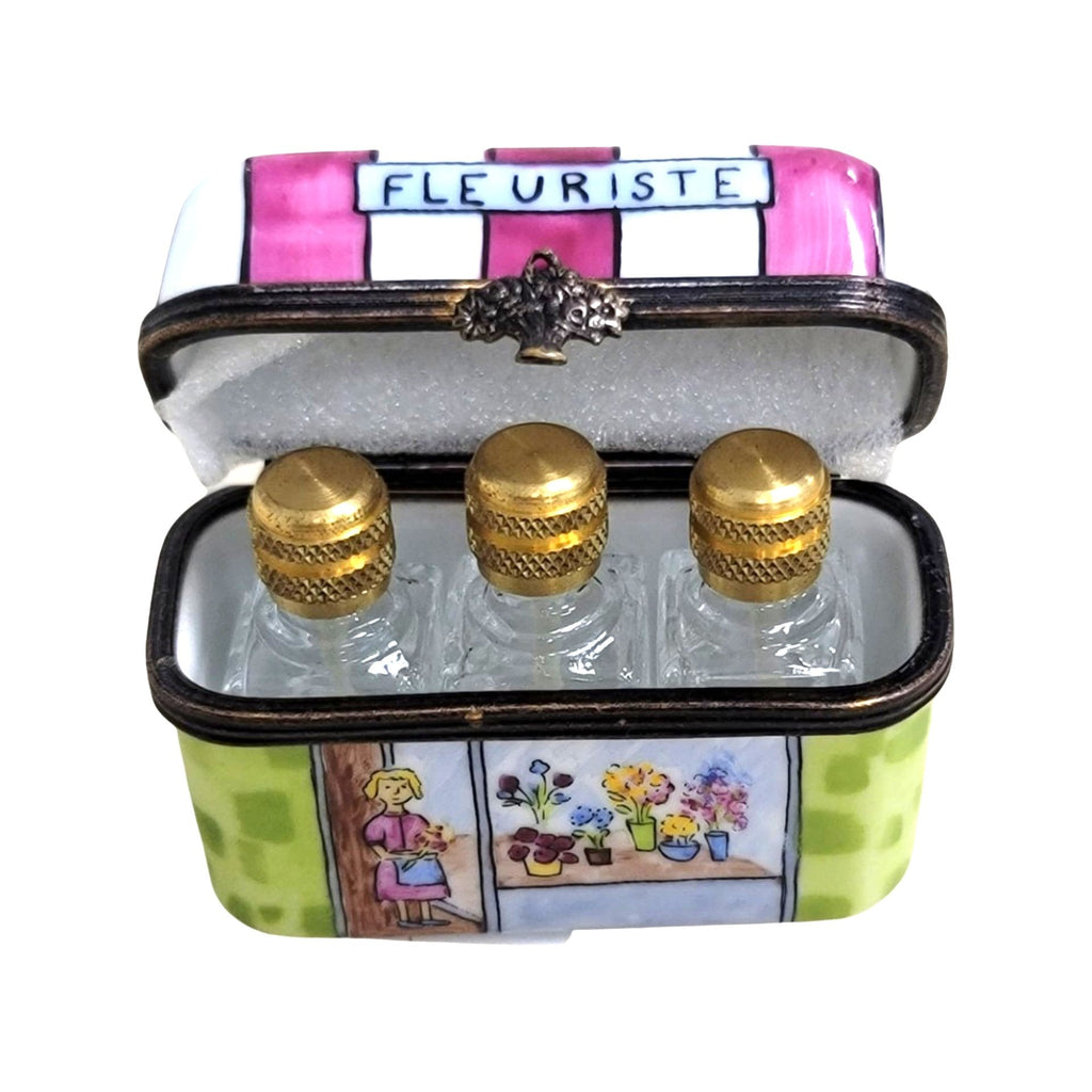 Artisan-painted 3 Perfume Fleurist Limoges box from France, a cherished collectible