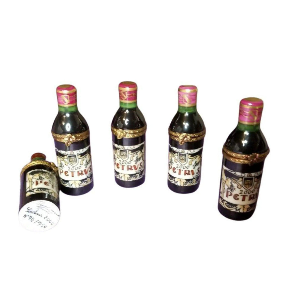Treasured French collectible: Petrus Wine Bottle Limoges box, painted by hand