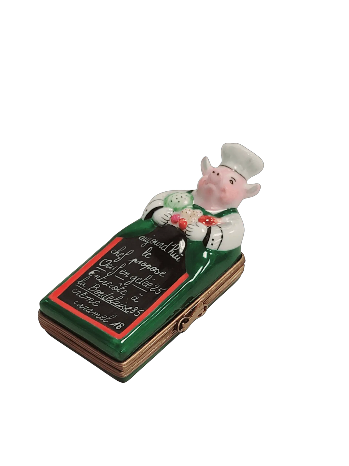 Pig Chef w Menu Porcelain Limoges Porcelain Art Object Limoges, view 2