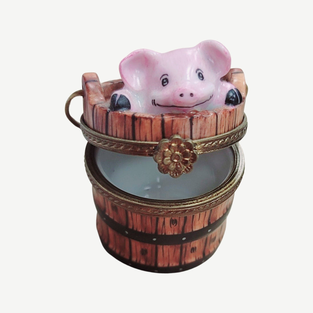 Pig in Wash Bucket Limoges Box Gift, view 2