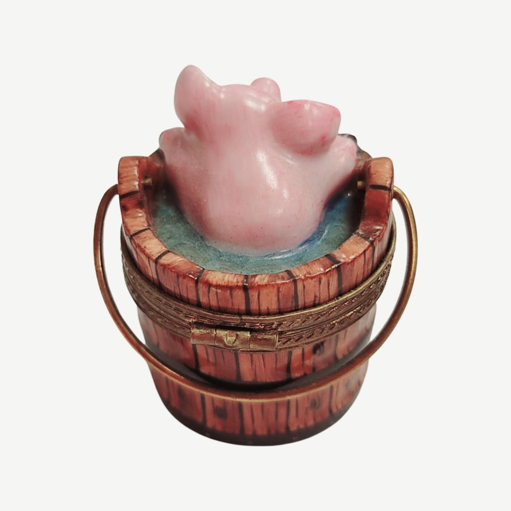 Pig in Wash Bucket Limoges Box Gift, view 3