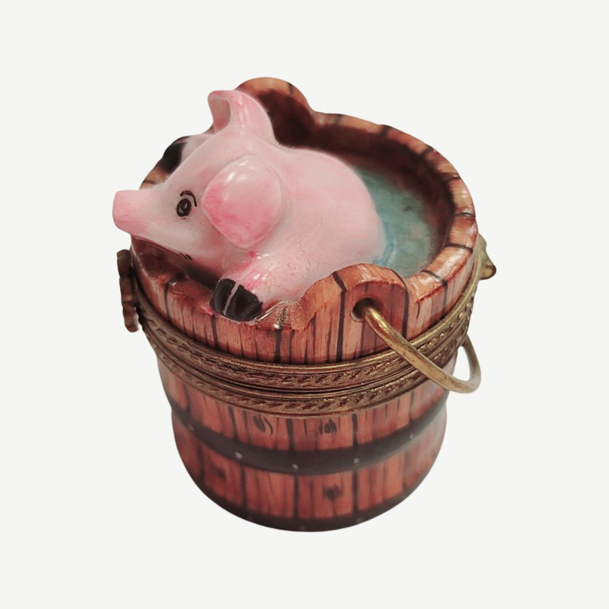 Pig in Wash Bucket Limoges Box Gift, view 4