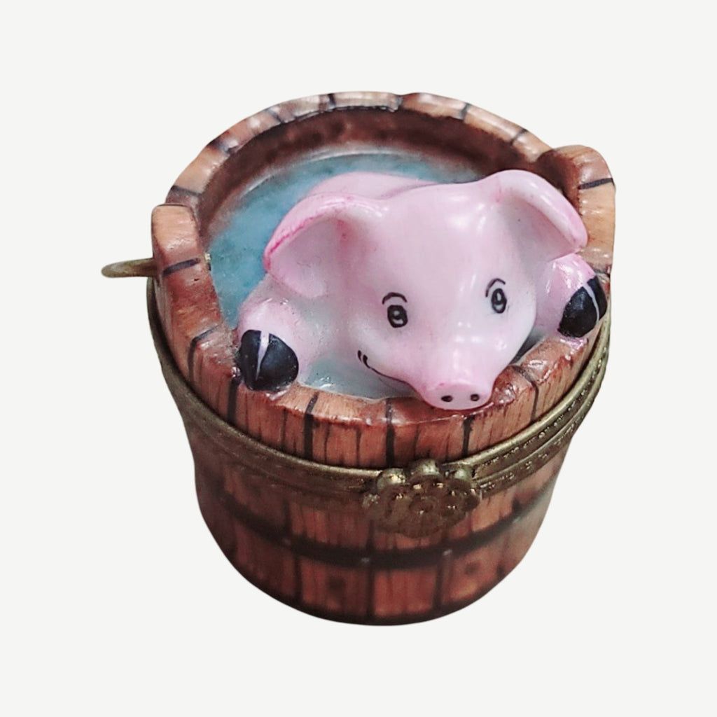 Pig in Wash Bucket Limoges Box Gift, view 5