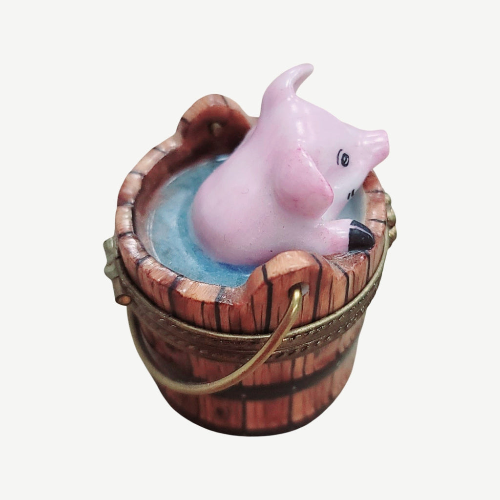 Pig in Wash Bucket Limoges Box Gift, view 6
